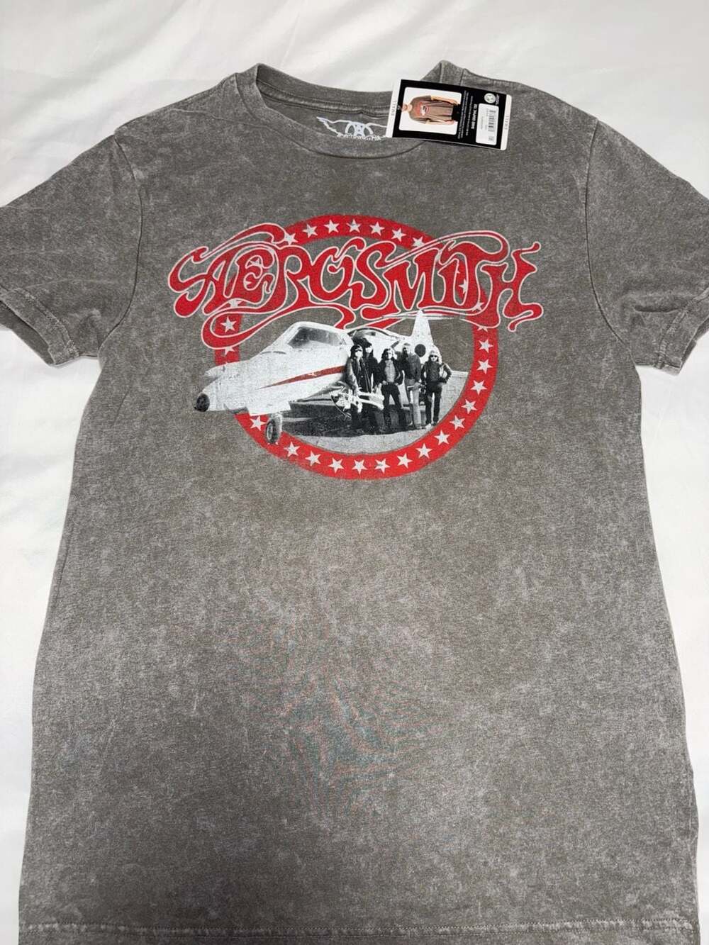 Aerosmith Men's Graphic Band Tee Snow Wash Grey T-Shirt